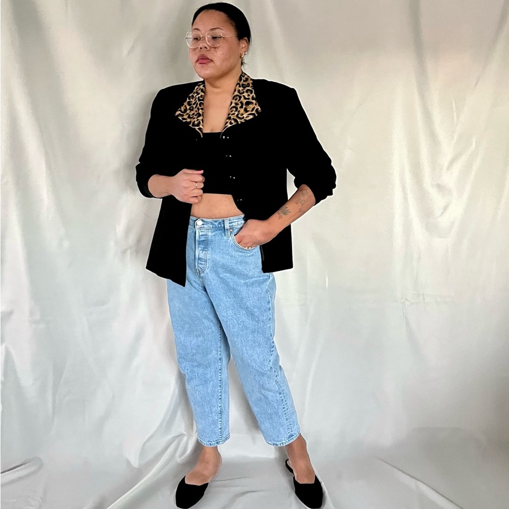 Vintage leopard trim blazer
